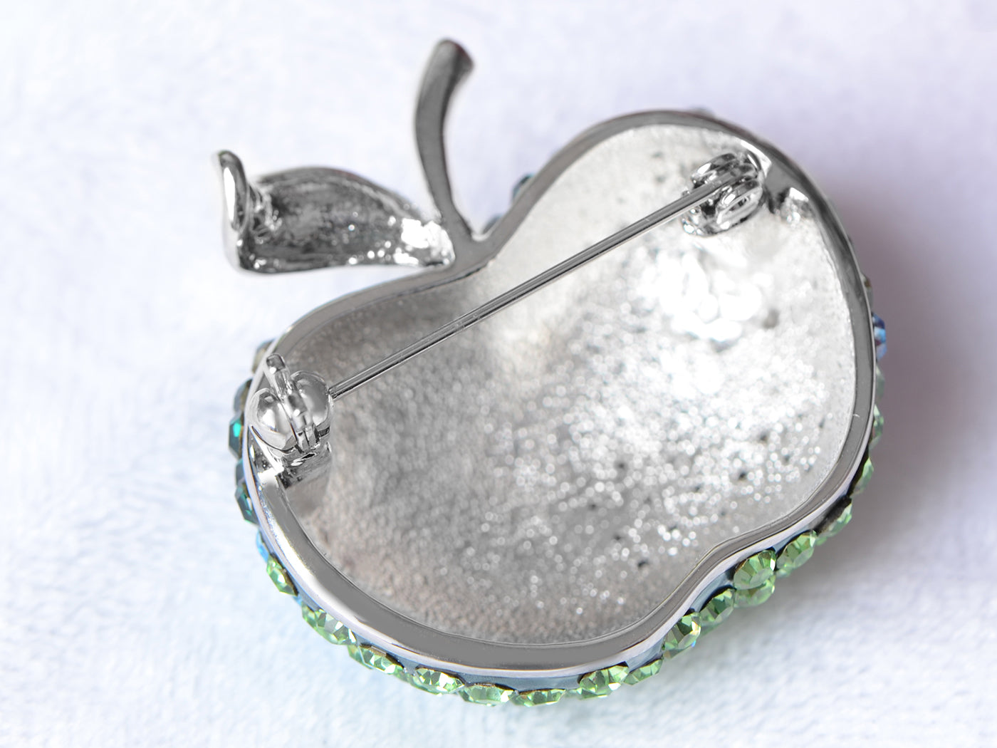 Swarovski Crystal Silver Shine Blue Green Apple Brooch Pin