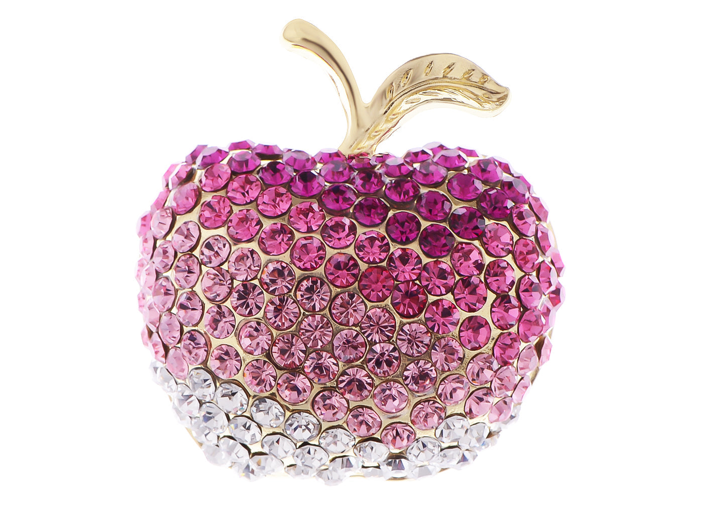 Swarovski Crystal Silver Shine Blue Green Apple Brooch Pin