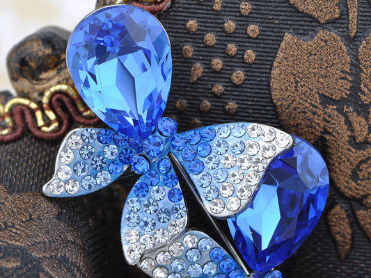 Swarovski Crystal Sapphire Blue Colored Ombre Butterfly Brooch Pin