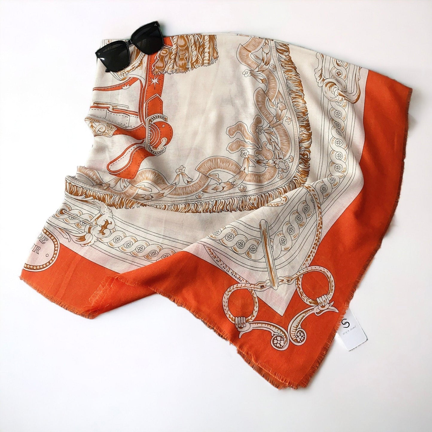 Loose Bearded Large Square Shawl Silk Scarf