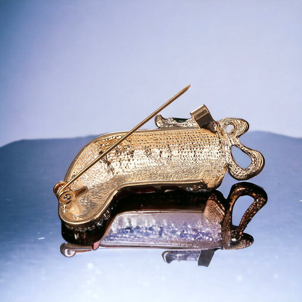 Holiday Wreath Stocking and Bell Christmas Brooch