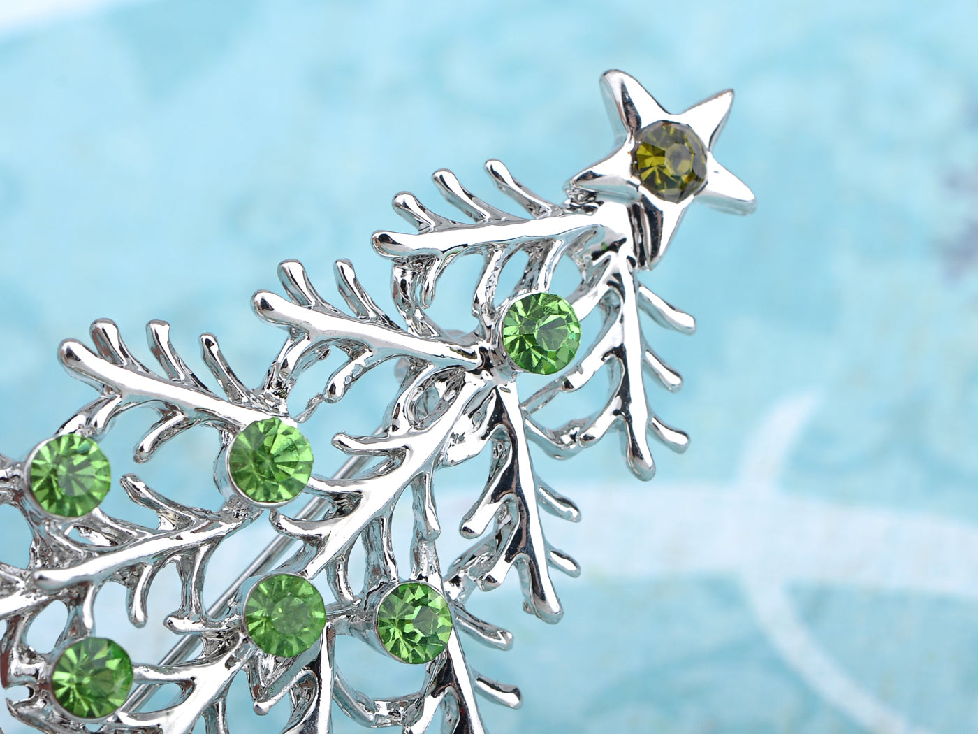 Multicolor Green Holiday Christmas Tree Star Brooch Pin