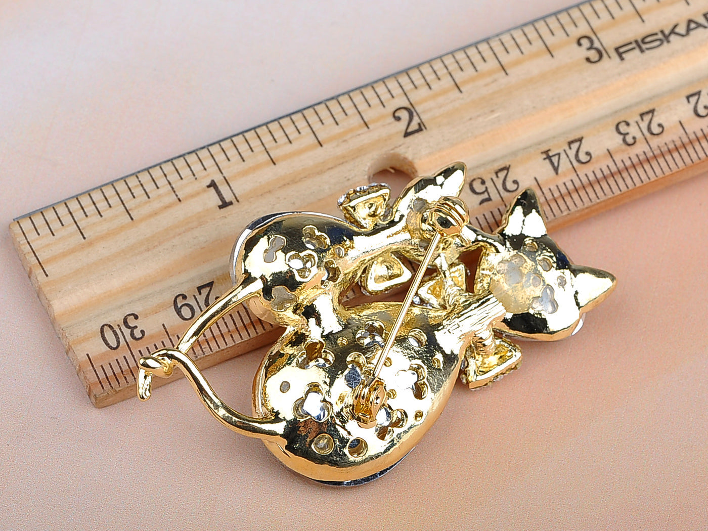 Light Smoked Topaz Kitty Cat Animal Brooch Pin