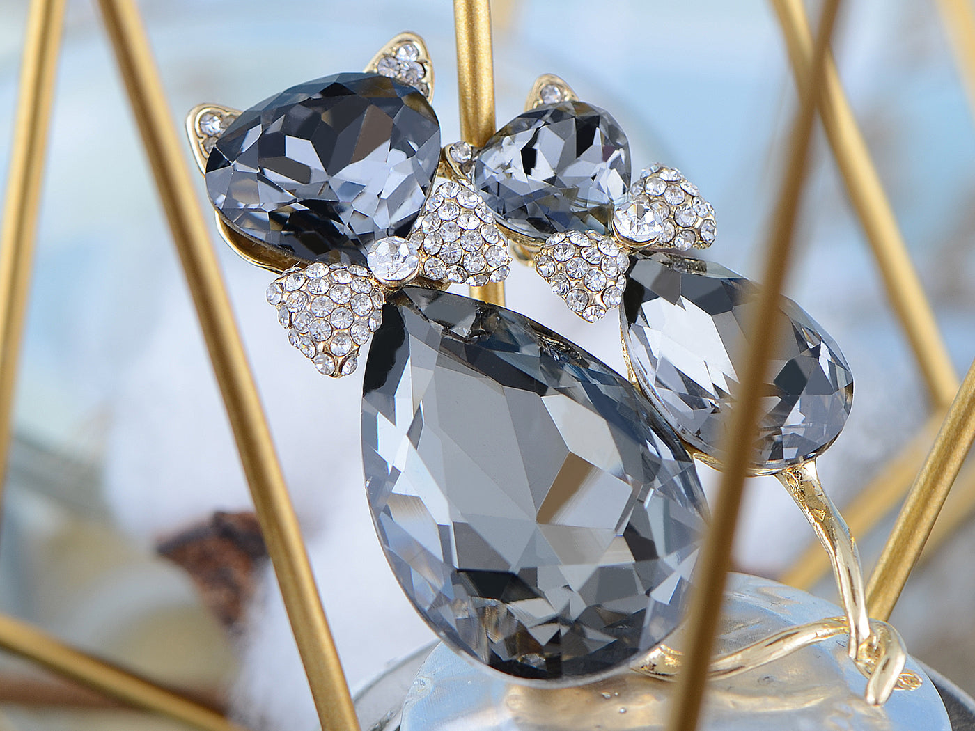 Light Smoked Topaz Kitty Cat Animal Brooch Pin