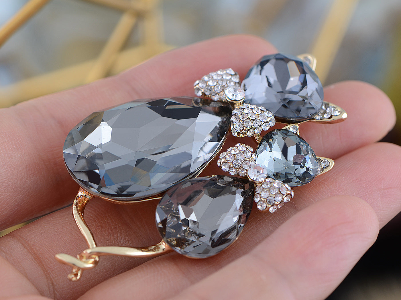 Light Smoked Topaz Kitty Cat Animal Brooch Pin