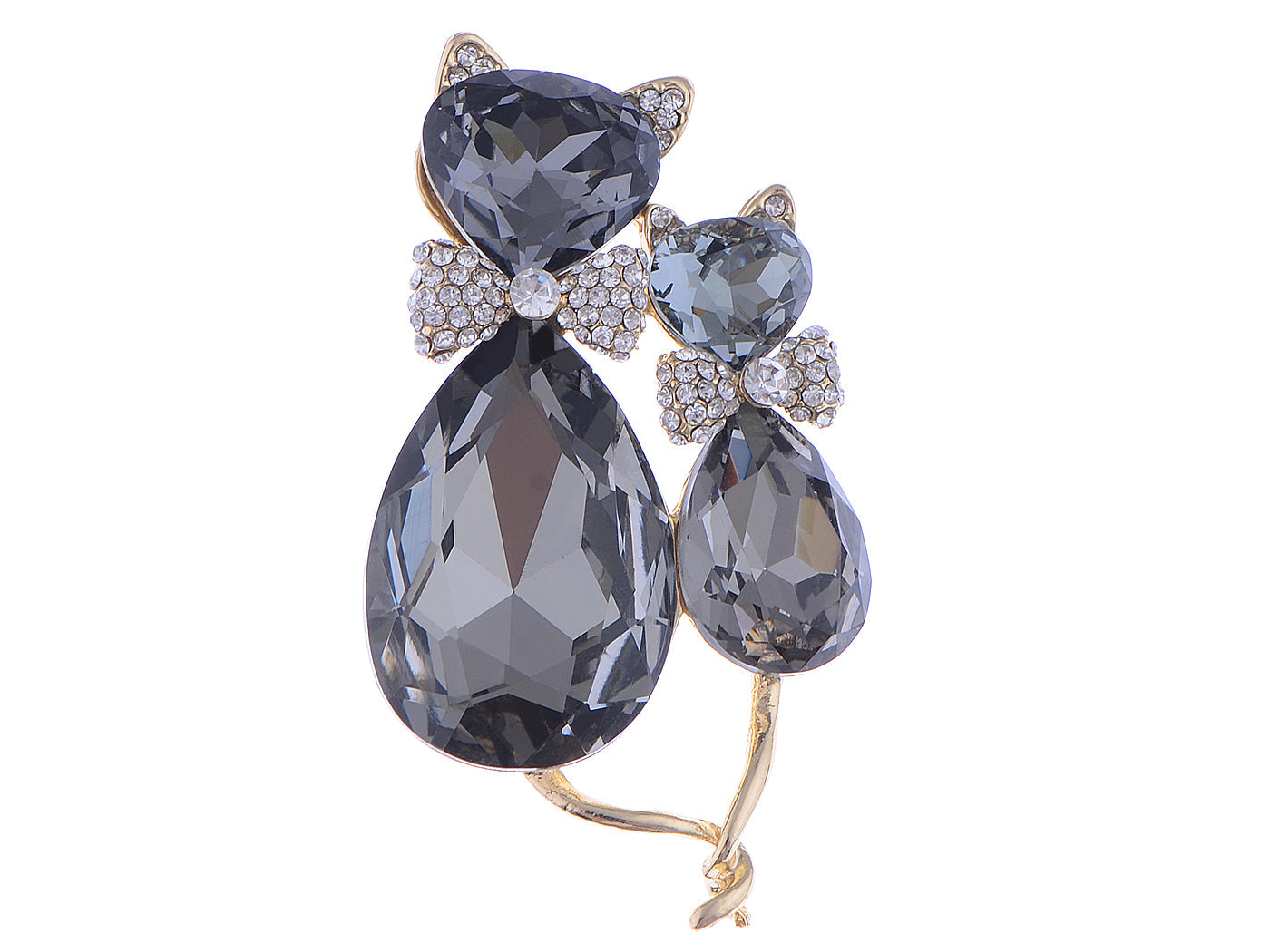 Light Smoked Topaz Kitty Cat Animal Brooch Pin