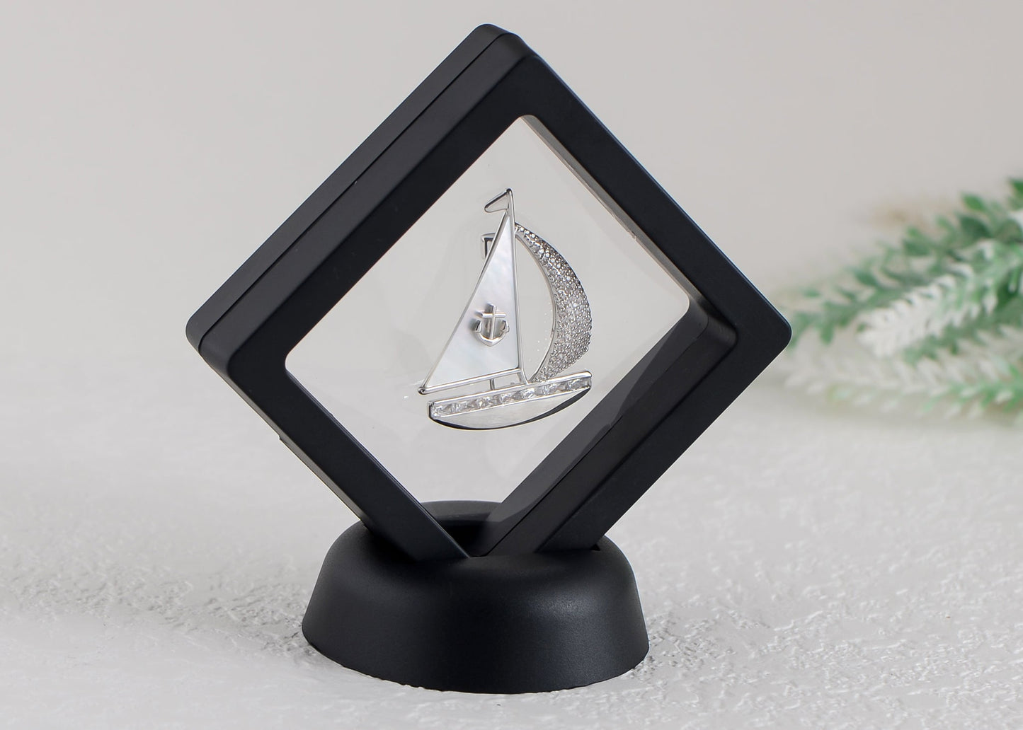 Crystal Rhinestone Sail Boat Brooch Pin - Nautical Sailor Navy Rudder Sailboat Anchor Sea Anchor Accessories Brooch