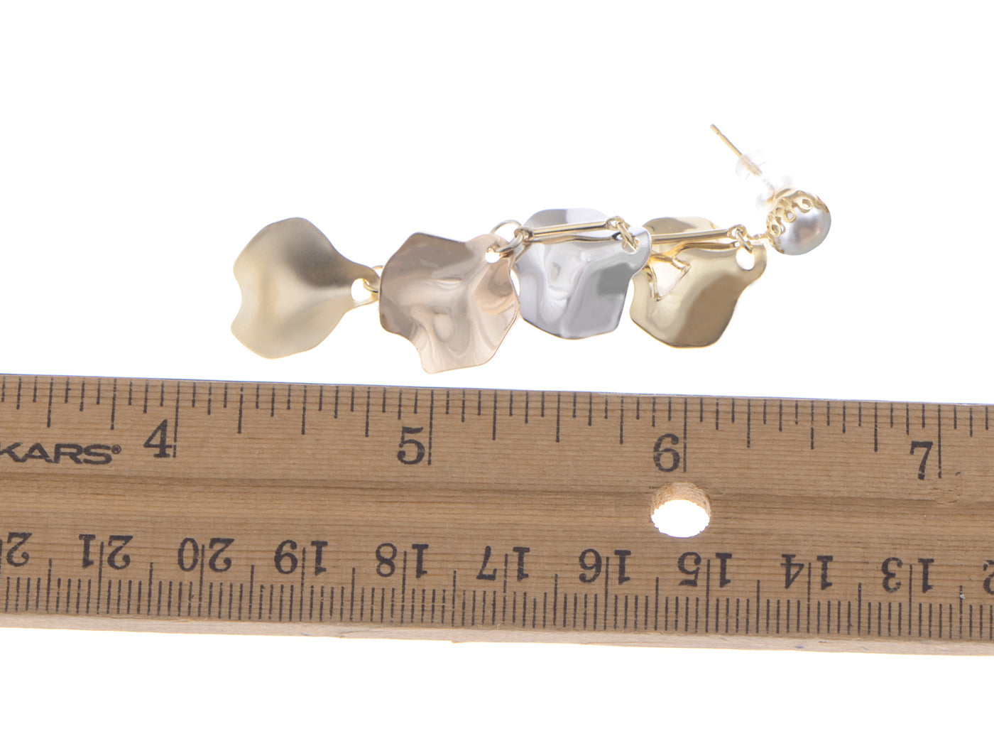 Pearl Studs Polished Gold Silver D Leaves Dangle Earrings