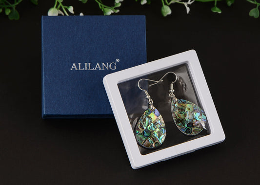 Mosaic Harmony Natural Abalone Shell Handmade Dangle Earrings Shell Jewelry