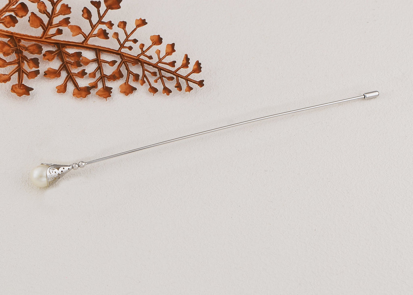 Women's Hat Pin Long Handle Golden Jewelry Retro Hollow Out Pearl Pins