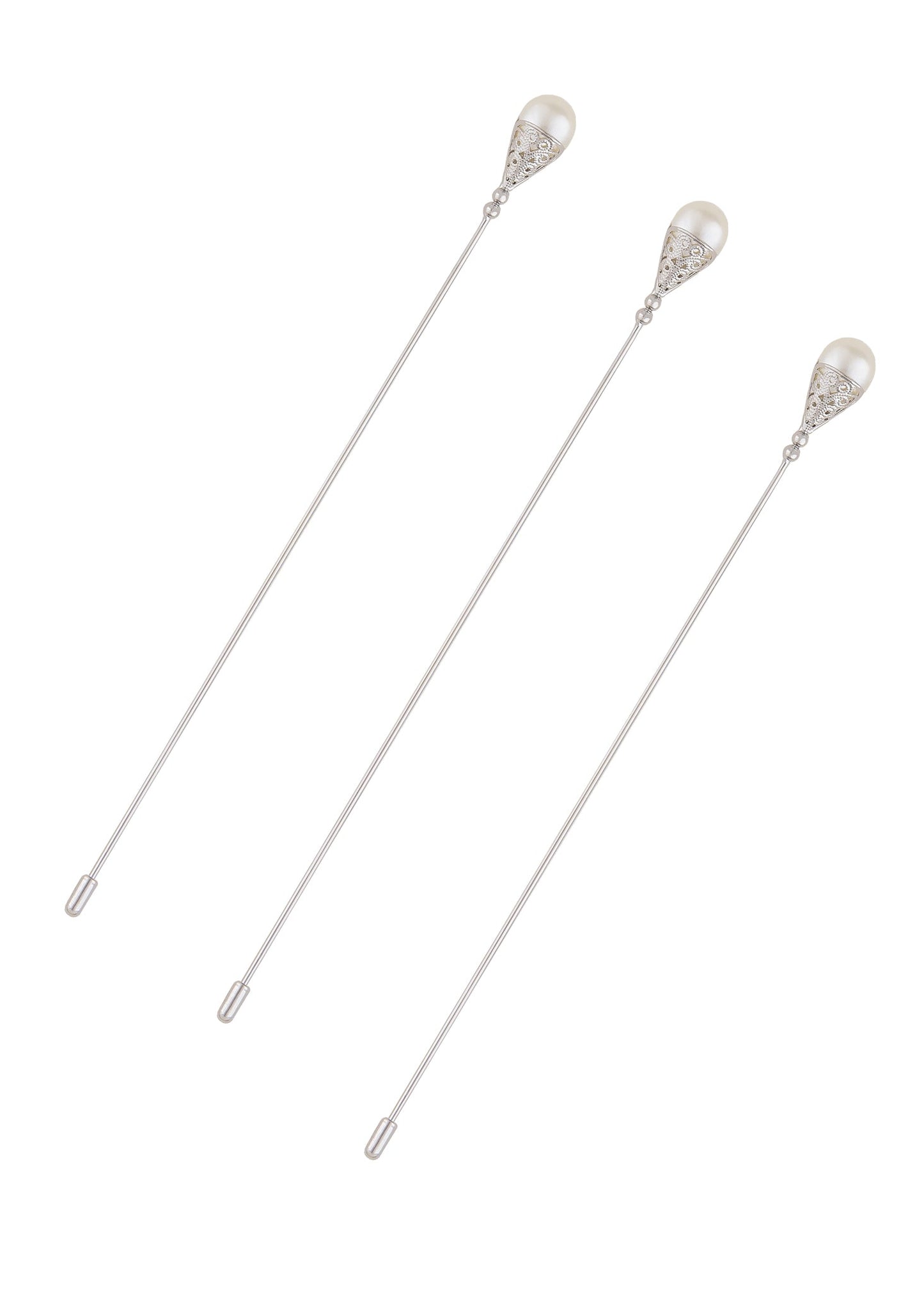 Women's Hat Pin Long Handle Golden Jewelry Retro Hollow Out Pearl Pins