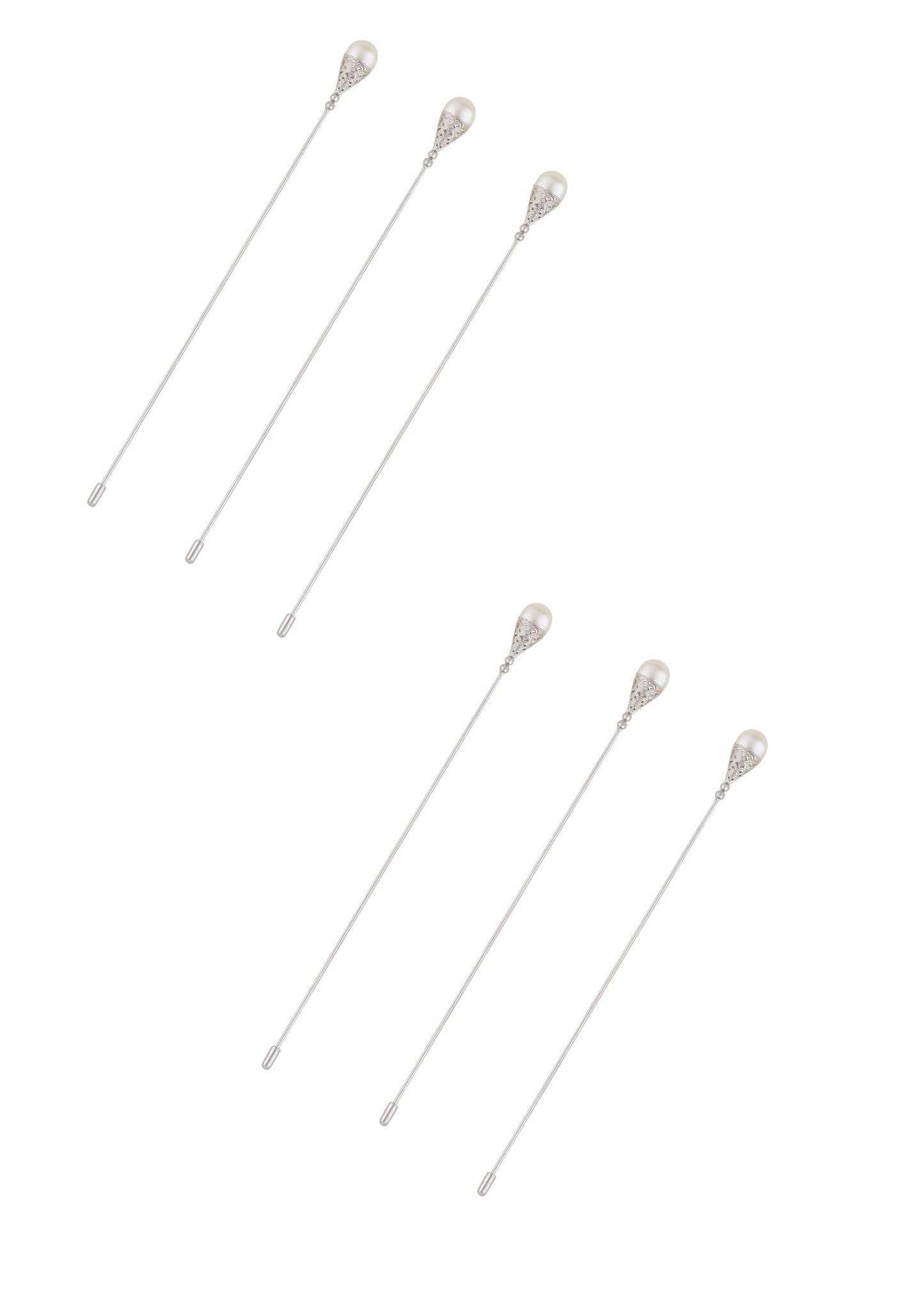 Women's Hat Pin Long Handle Golden Jewelry Retro Hollow Out Pearl Pins