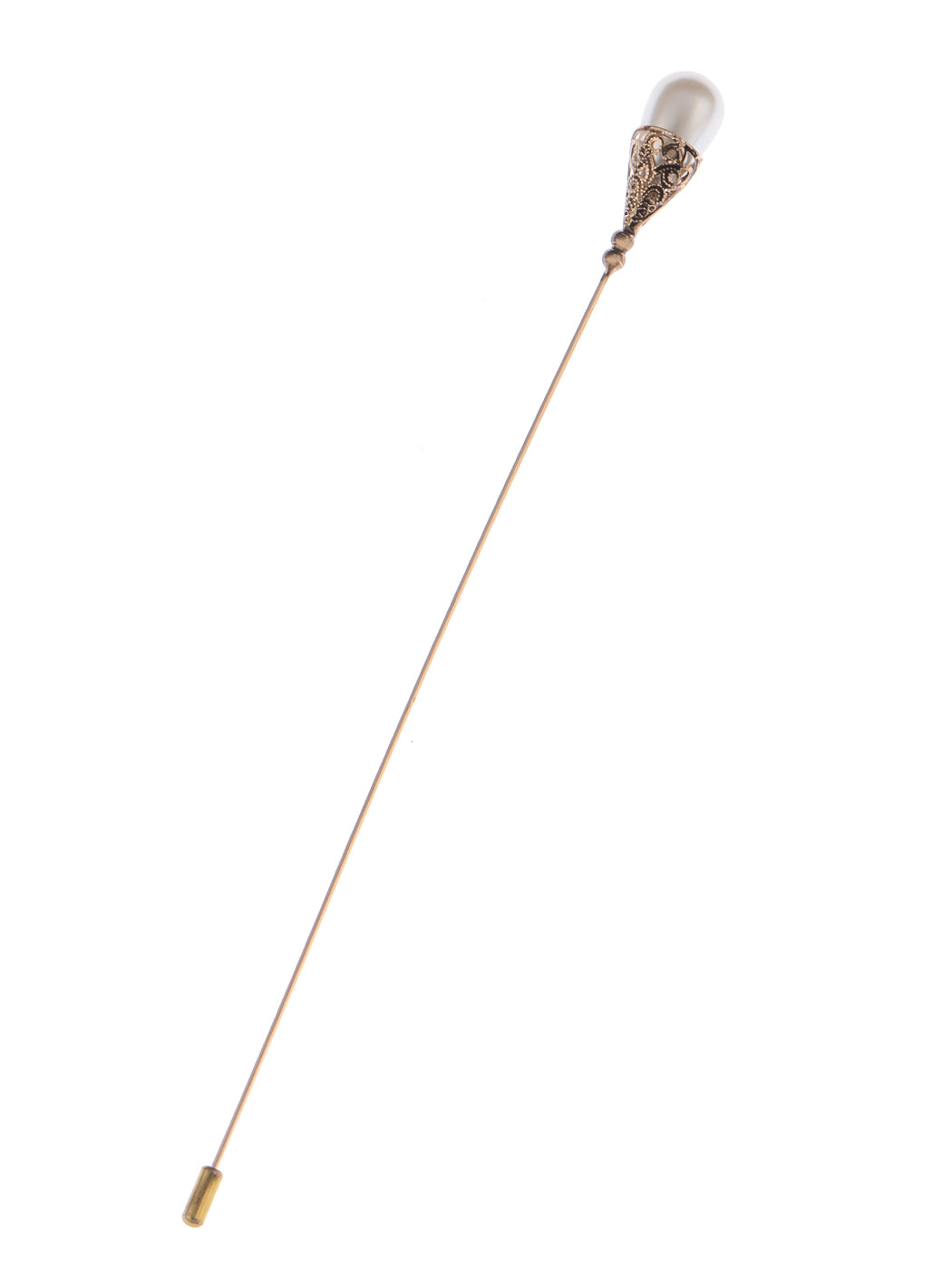 Women's Hat Pin Long Handle Golden Jewelry Retro Hollow Out Pearl Pins