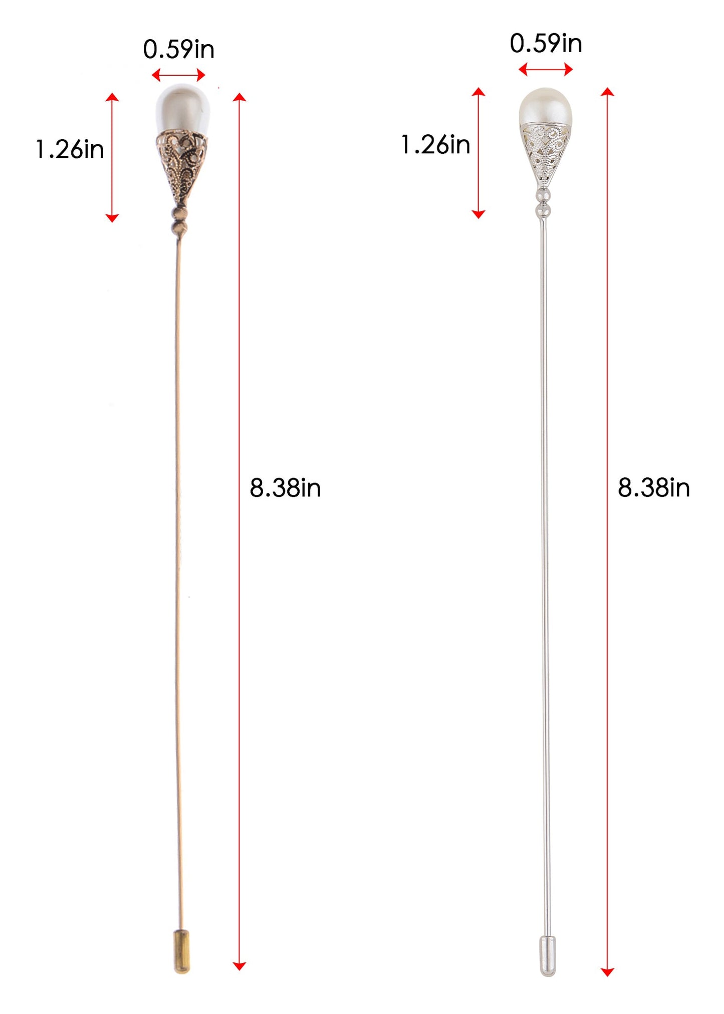 Women's Hat Pin Long Handle Golden Jewelry Retro Hollow Out Pearl Pins
