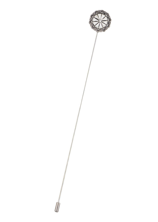 Women's Vintage Golden Metal Hollow Out Design Crystal Rhinestone Pearl Crown Hat Pin 5in Length Silver Flower Brooch