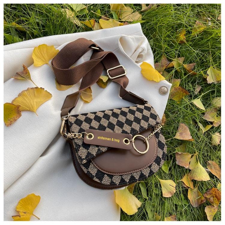 Checkered Two Tone Cross Body Bag