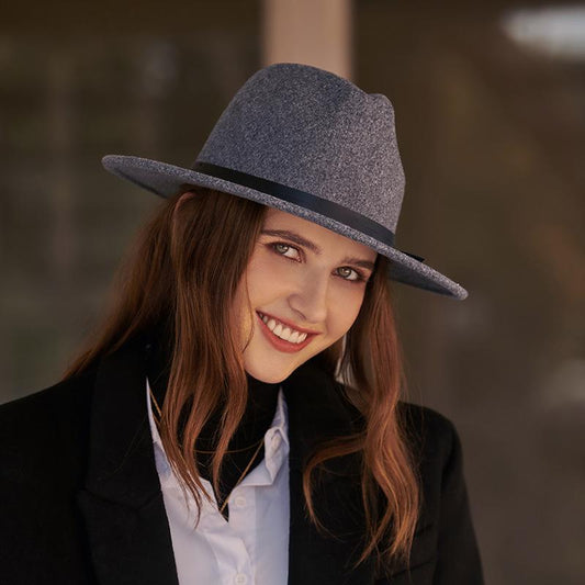Minimalist Leather Trim Fedora Hat