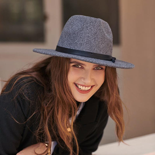 Minimalist Leather Trim Fedora Hat