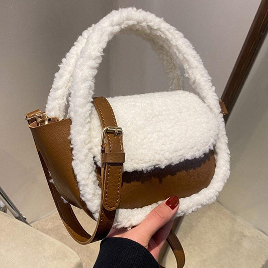 Contrast Teddy Trim Hand Bag