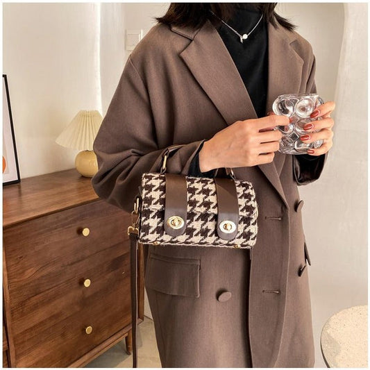Houndstooth Twist Lock Bag