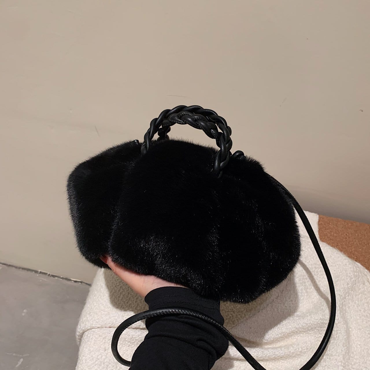 Fluffy Braided Handle Bag