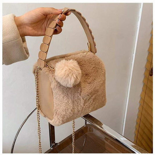 Fluffy Pompom Hand Bag