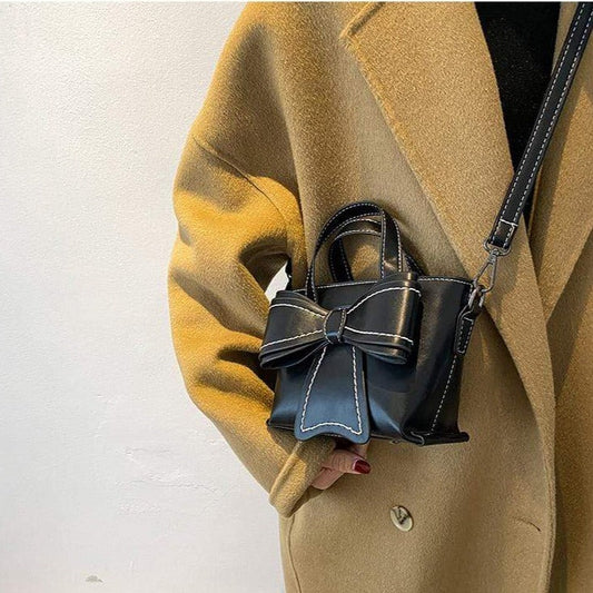 Contrast Stitching Giant Bow Bag