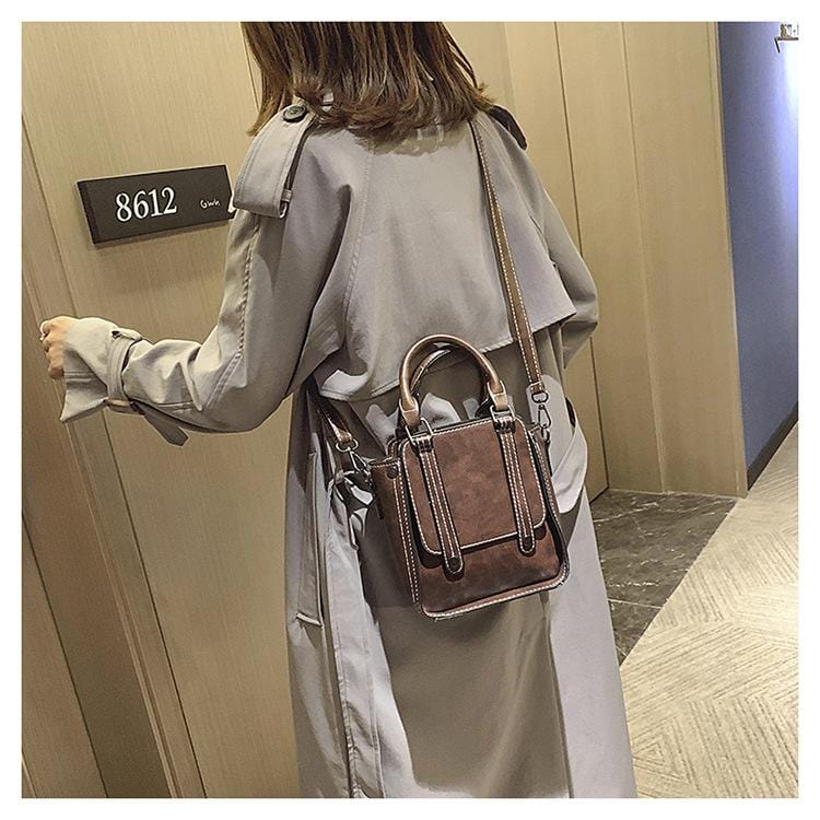 Contrast Stitch Top Handle Bag