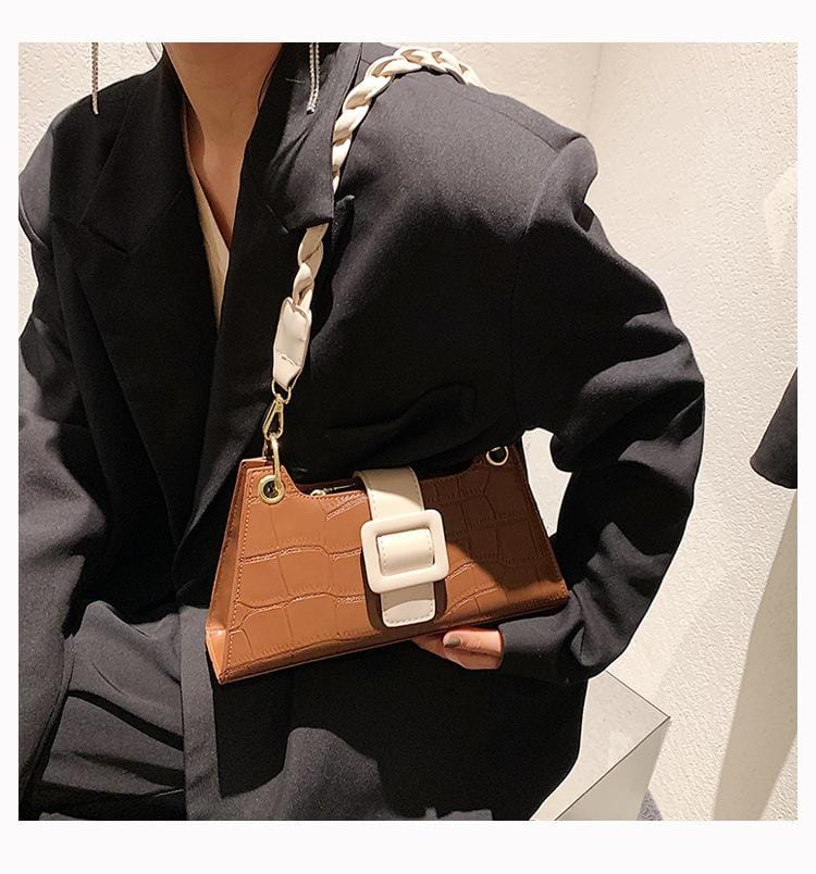 Two Tone Croc Shoulder Bag