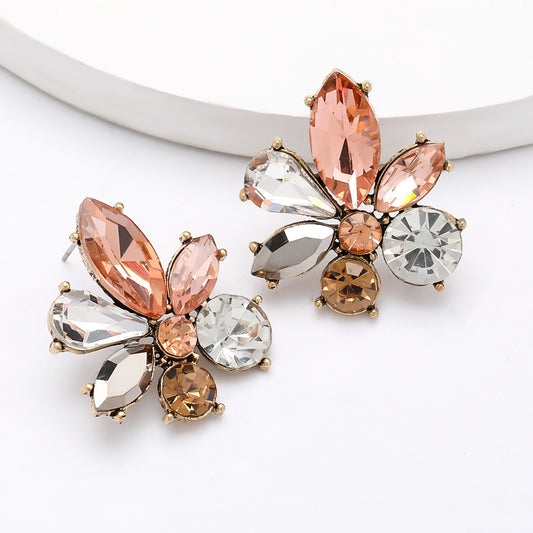 Elegant Spade Shaped Crystal Earring Studs