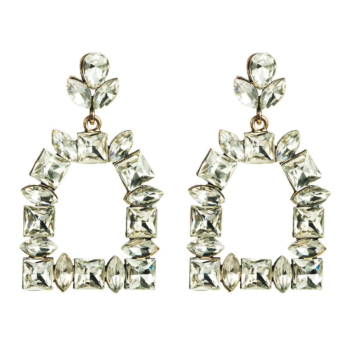 Elegant Squoval Shaped Geometric Crystals Earrings