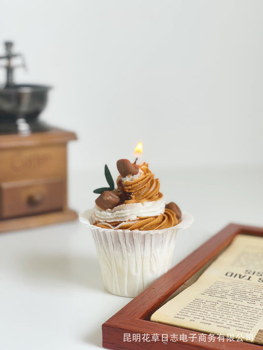 Coffee Whipped Cream Cake Decorative Candle