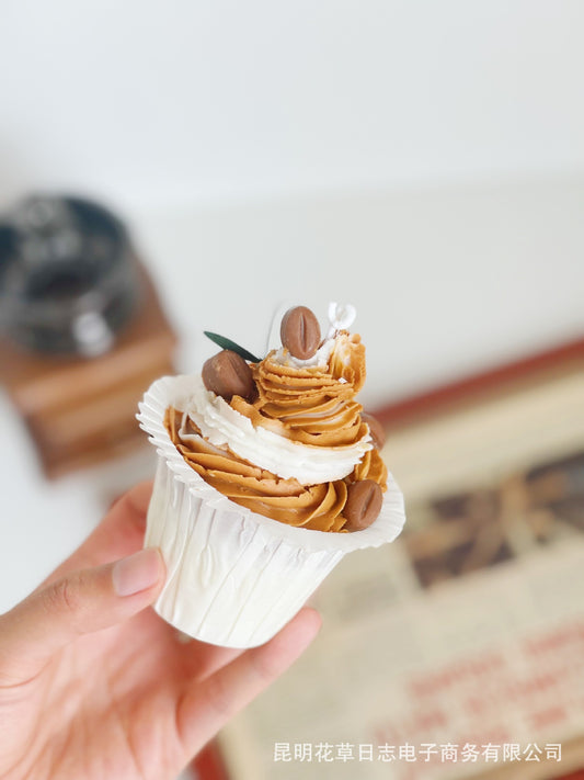 Coffee Whipped Cream Cake Decorative Candle