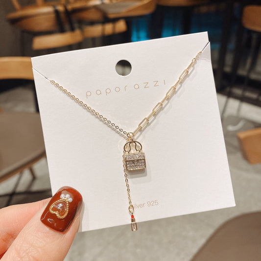 Bag and Lipstick Charms Necklace