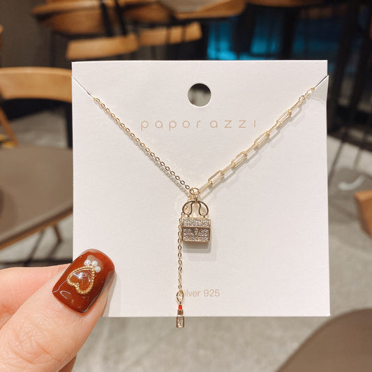 Bag and Lipstick Charms Necklace