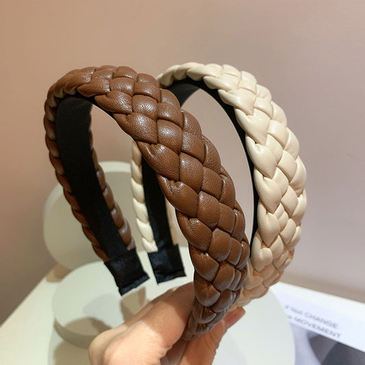 Braided Leather Wide Headband