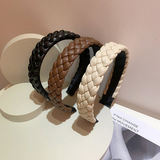 Braided Leather Wide Headband