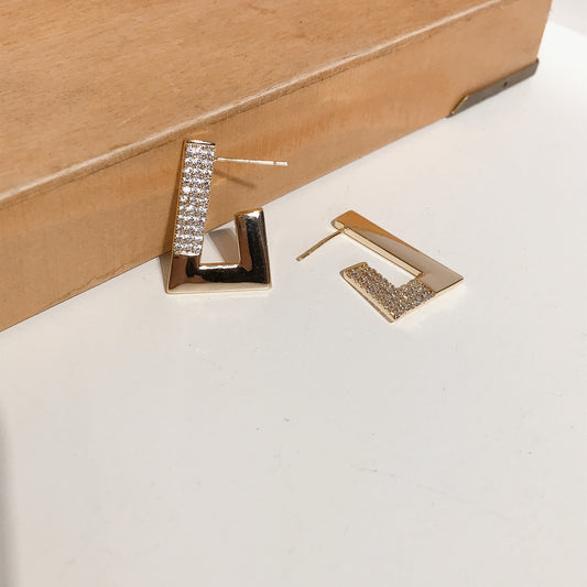Abstract Rectangular Gold Earrings