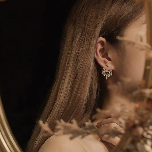 Tear Drop Crystal Gold Earring Jacket