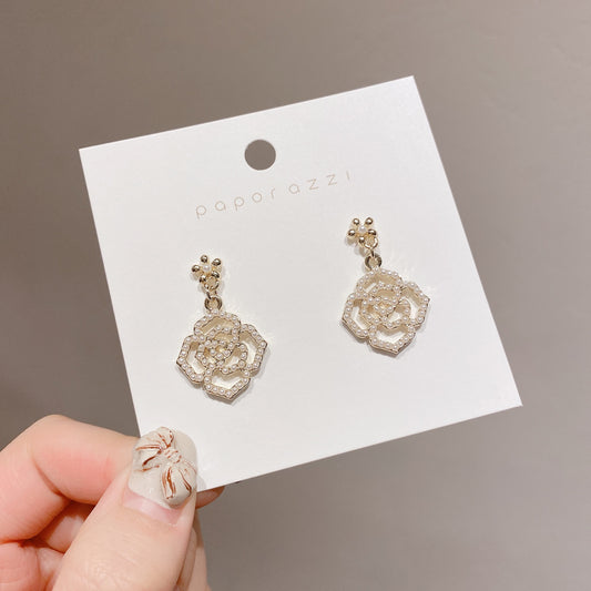Pearl Encrusted Flower Pendant Earrings