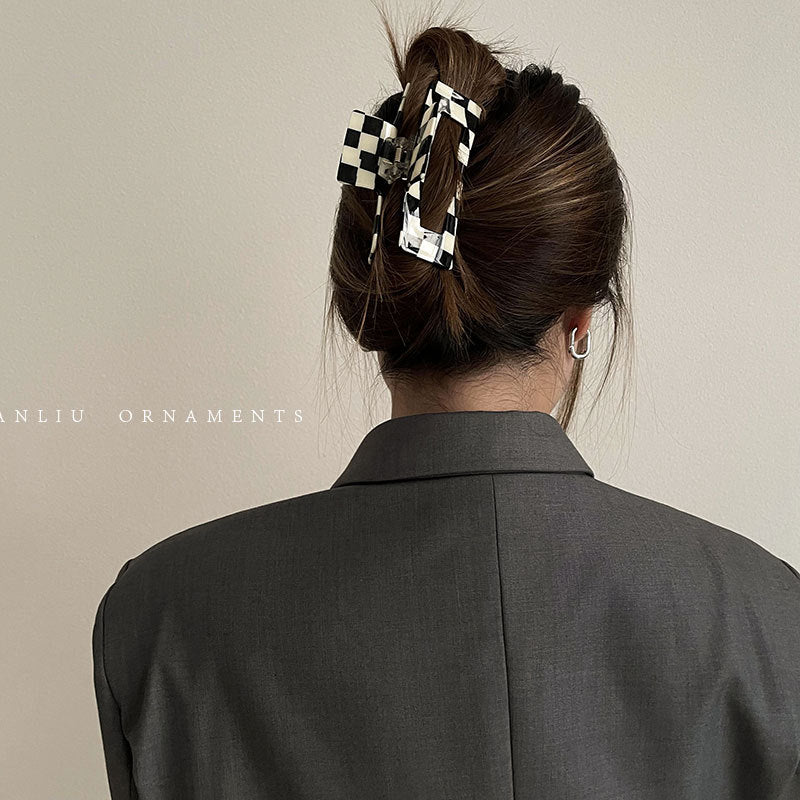 Checkered Glossy Hair Claw Variety