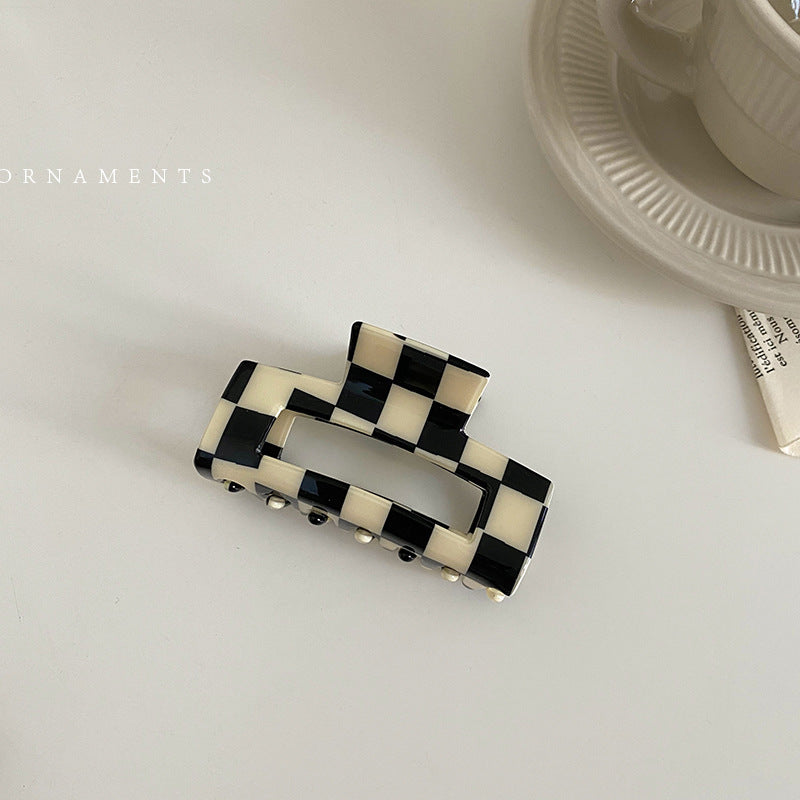 Checkered Glossy Hair Claw Variety