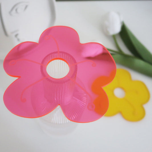 Neon Flower Acrylic Coaster
