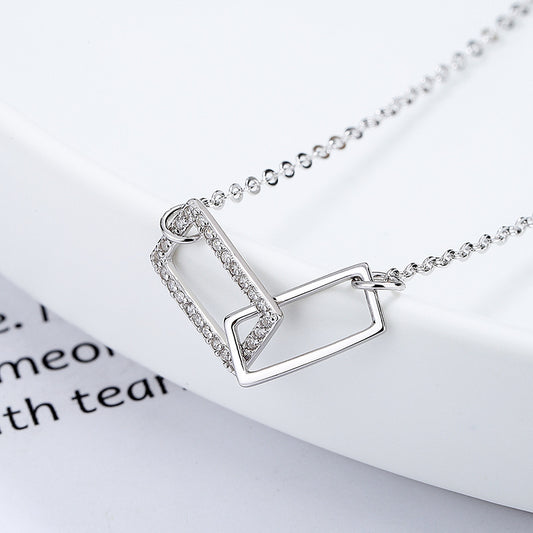 Interlocking Rectangles 925 Sterling Silver Necklace
