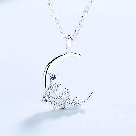 Crystal Moon 925 Sterling Silver Necklace