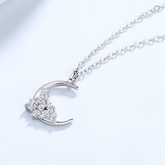 Crystal Moon 925 Sterling Silver Necklace