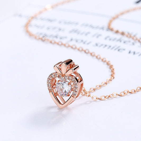 Spinning Crystal 925 Sterling Silver Carrot Shaped Necklace