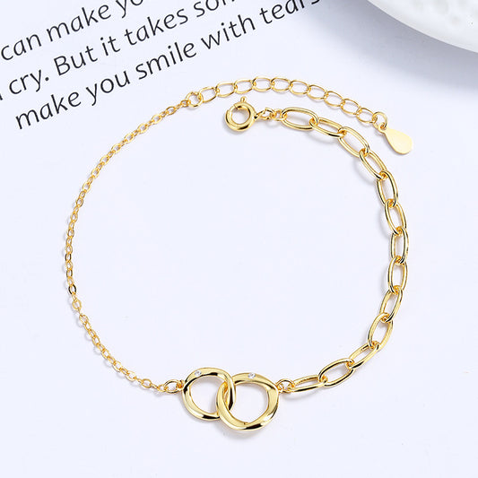 Interlocking Circles 925 Sterling Silver Bracelet