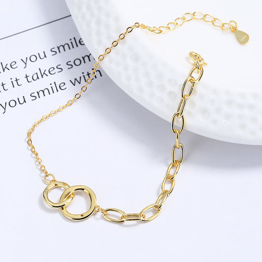 Interlocking Circles 925 Sterling Silver Bracelet