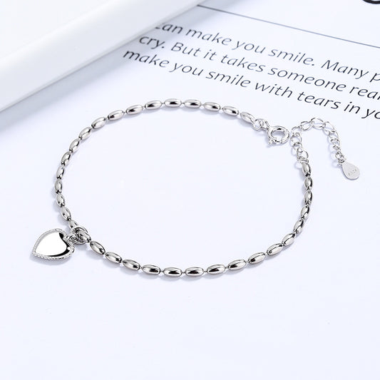 Heart Pendant 925 Sterling Silver Bracelet